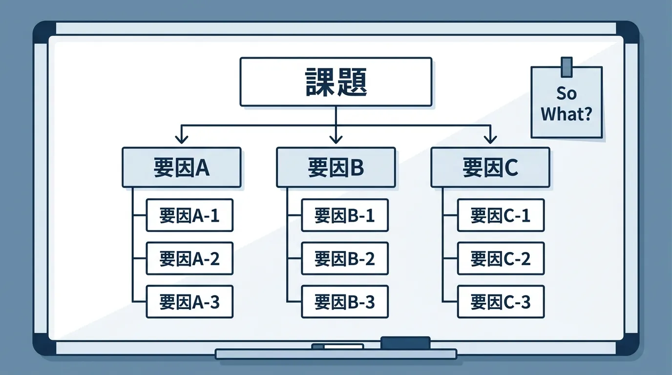 構造化思考のイメージ — ホワイトボードにMECEのフレームワーク